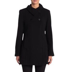 NWOT Larry Levine High Neck Winter Coat Black Medium